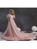 Feather Sleeves Beaded Lace Tulle Flower Girl Dress